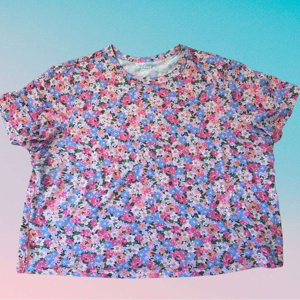 Spring Old Navy Pink Floral Tee Size L
